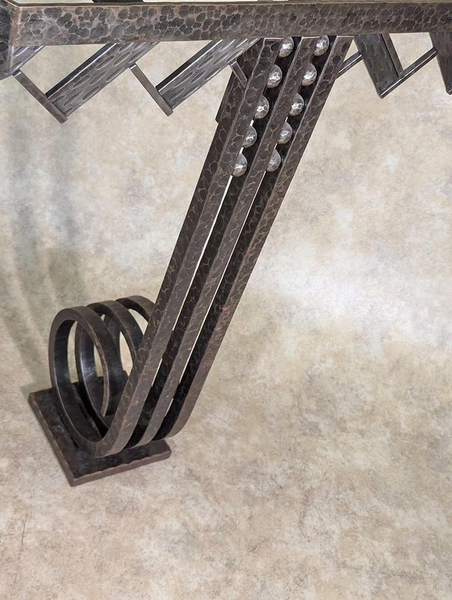 French Nics Freres forged iron console For Sale