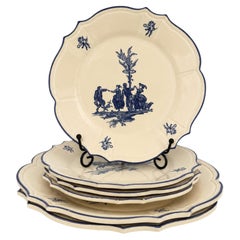 Niderviller Porcelain Tableware Set, Blue Délices, 1970s