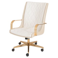 "Nido" President Office Chair Arms and Feet in Gold Aluminium and Leather