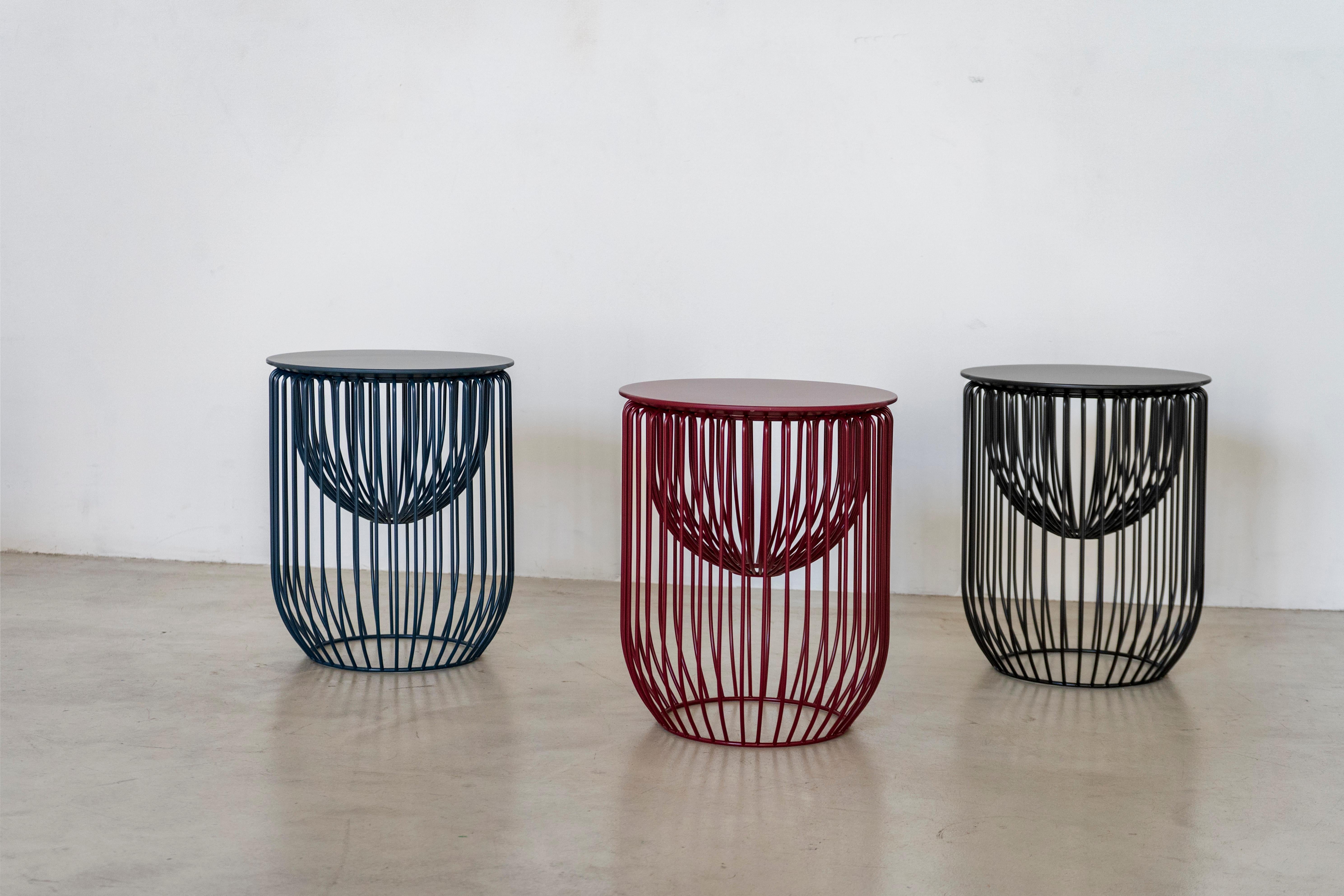 Modern Nido Stool in Red Wine For Sale