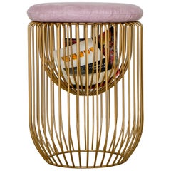 Nido Stool with Upholstered Pillow in Pink