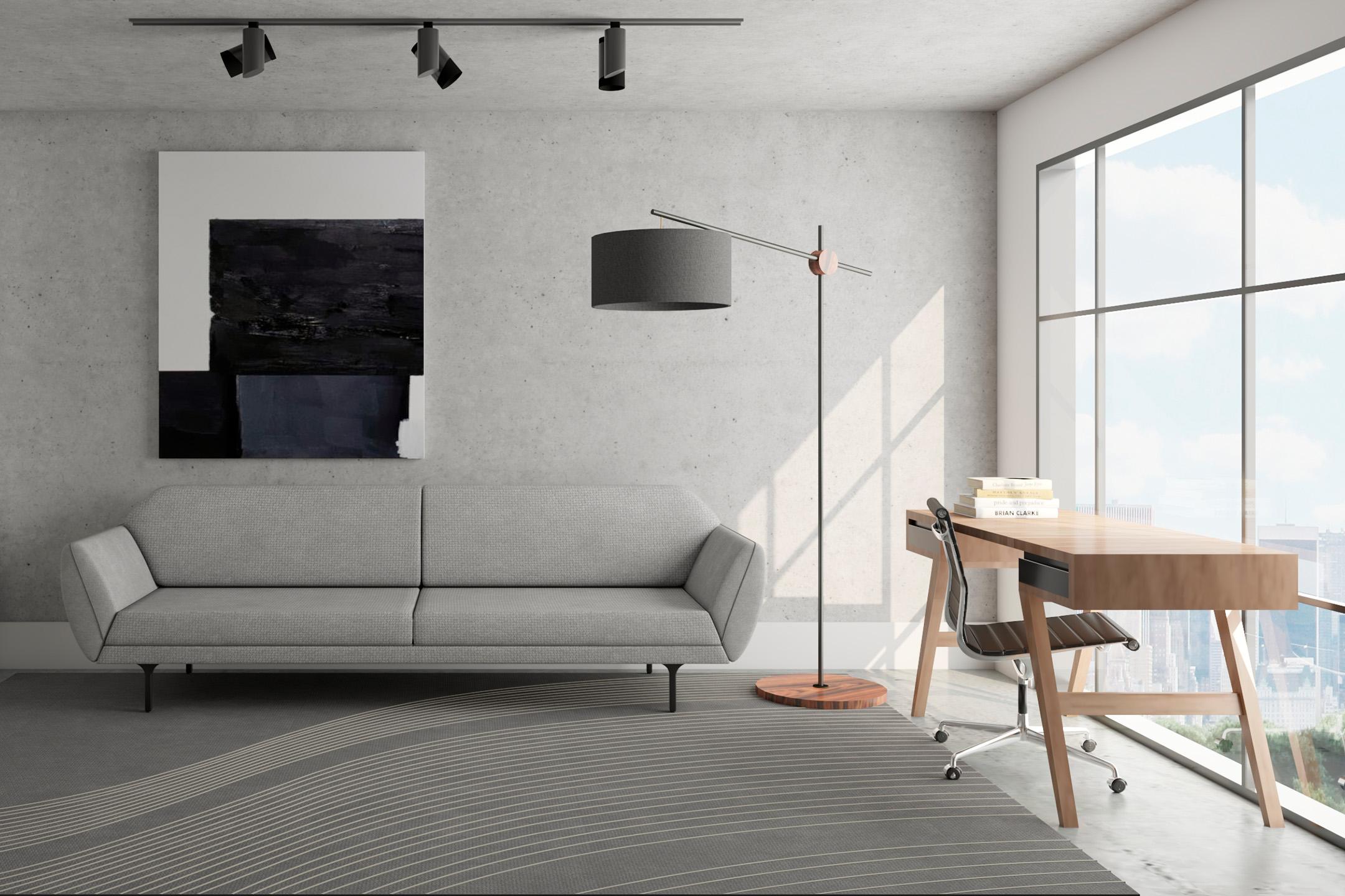 „Nie“ Sofa im minimalistischen Stil in grauem Stoff (Brasilianisch) im Angebot