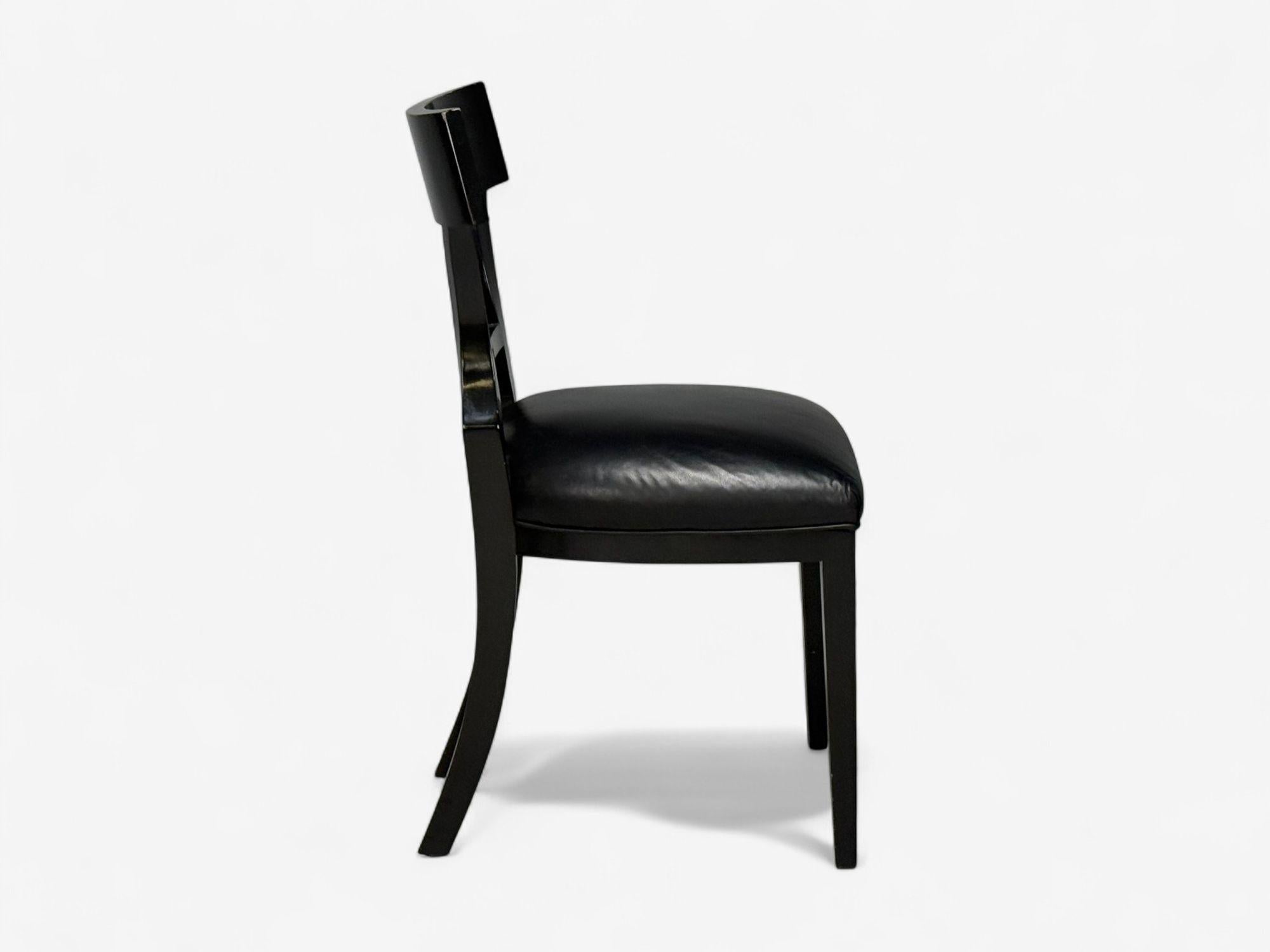 Niedermaier, Ebonized Wood, Leather, Klismos Dining Chairs, USA, 21st C. im Angebot 4