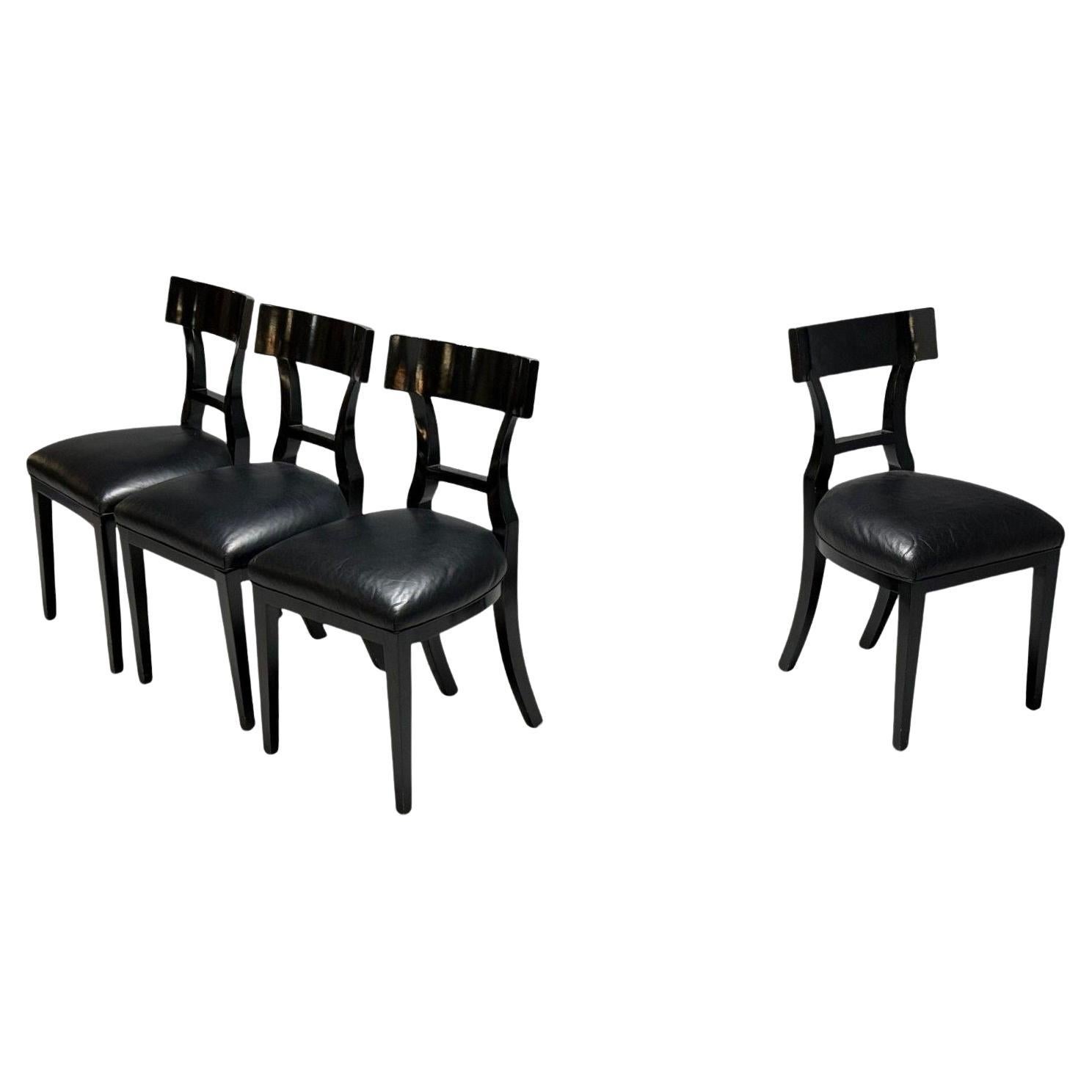 Niedermaier, Ebonized Wood, Leather, Klismos Dining Chairs, USA, 21st C.