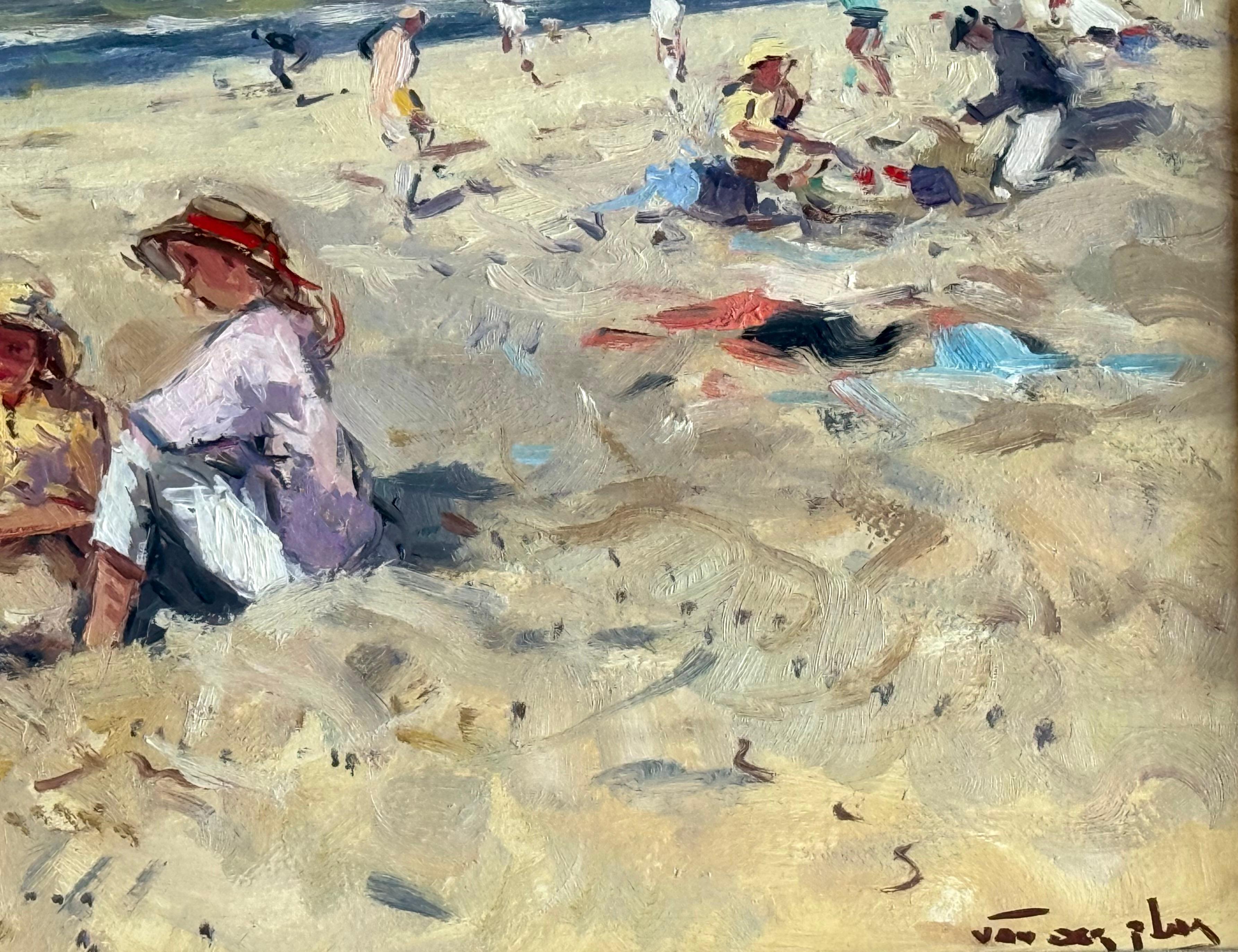 Aquí tienes para tu consideración un precioso óleo sobre panel de madera de un perfecto día de playa de verano, obra del conocido artista Niek van der Plas.  Firmado abajo a la derecha.  El estado es excelente. Alrededor de 1985. 
Tamaño total