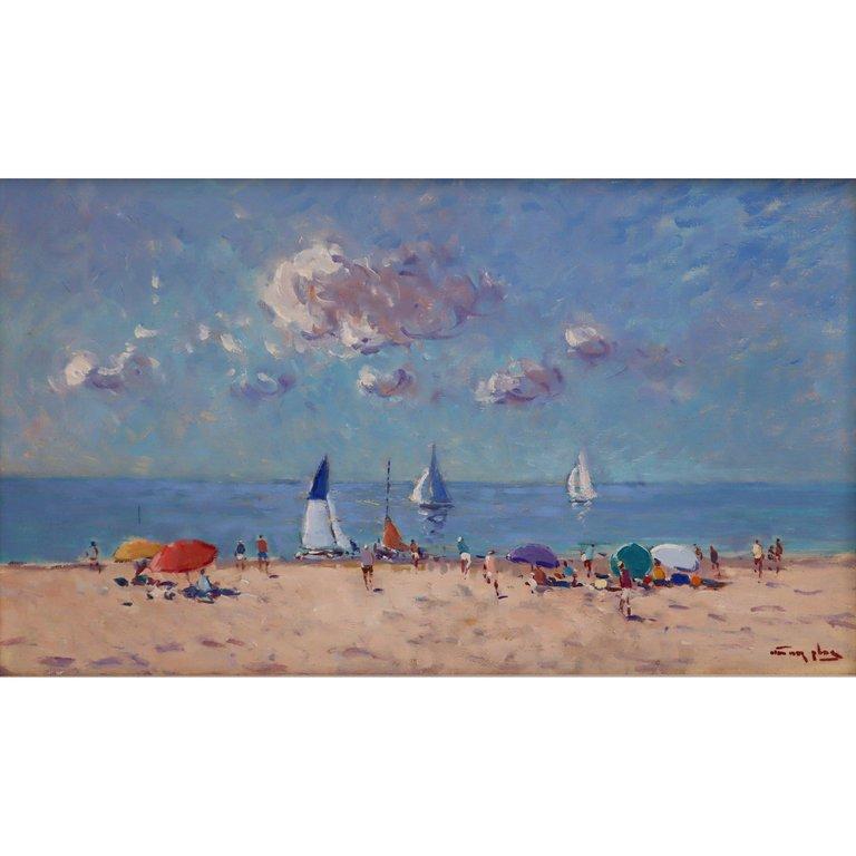 Niek Van Der Plas, Oil on Canvas, Summer Beach