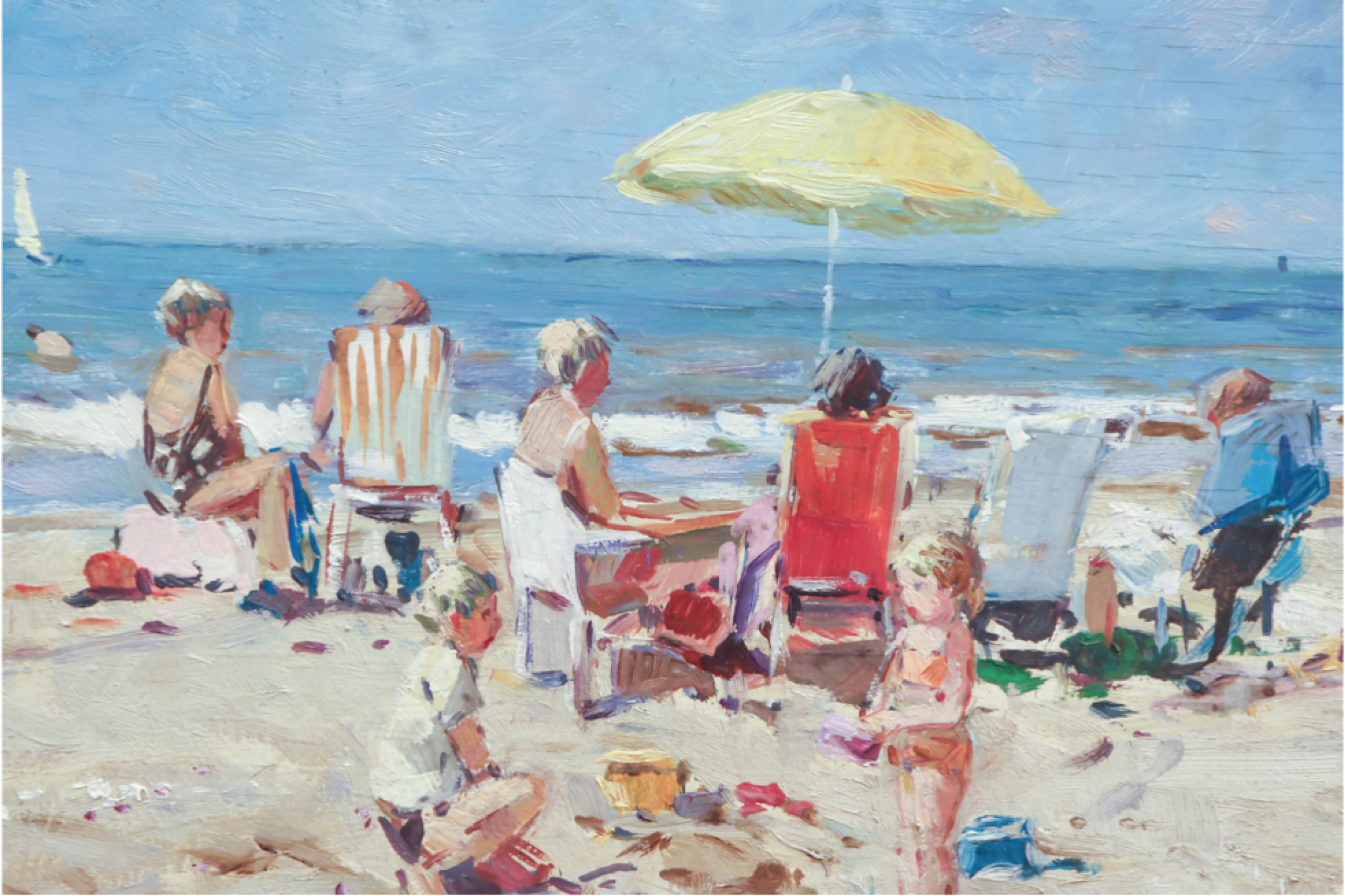 20th Century Niek van der Plas, Beach Scene For Sale