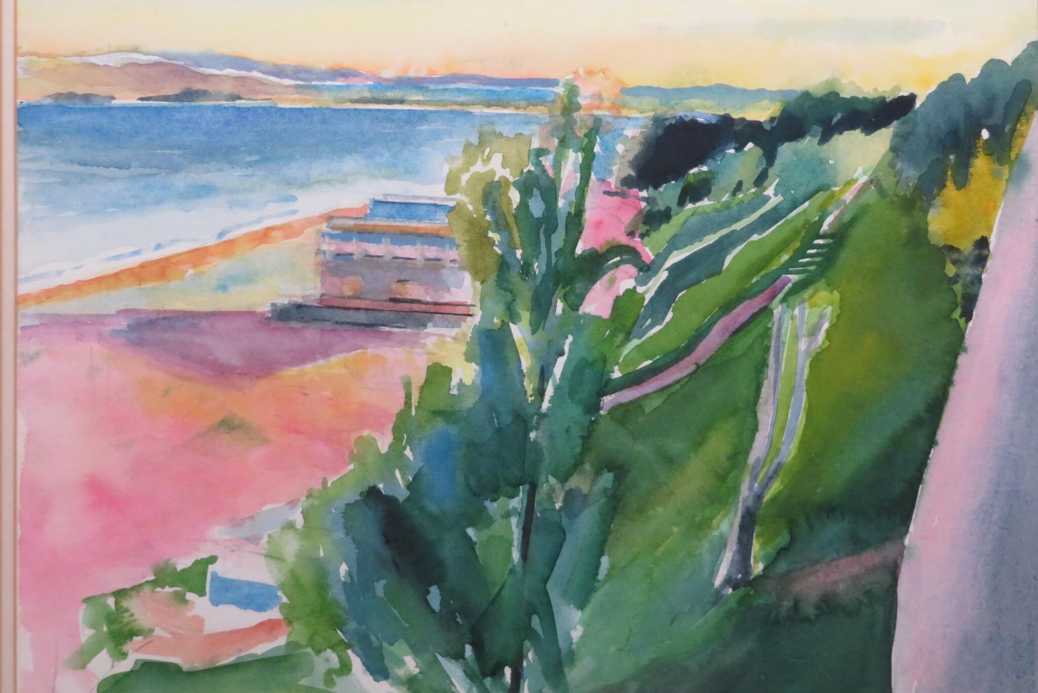 Original Colorful Spanish 20thCentury impressionist Watercolour SANTANDER SPAIN - Post-Impressionist Painting by Niel Bally