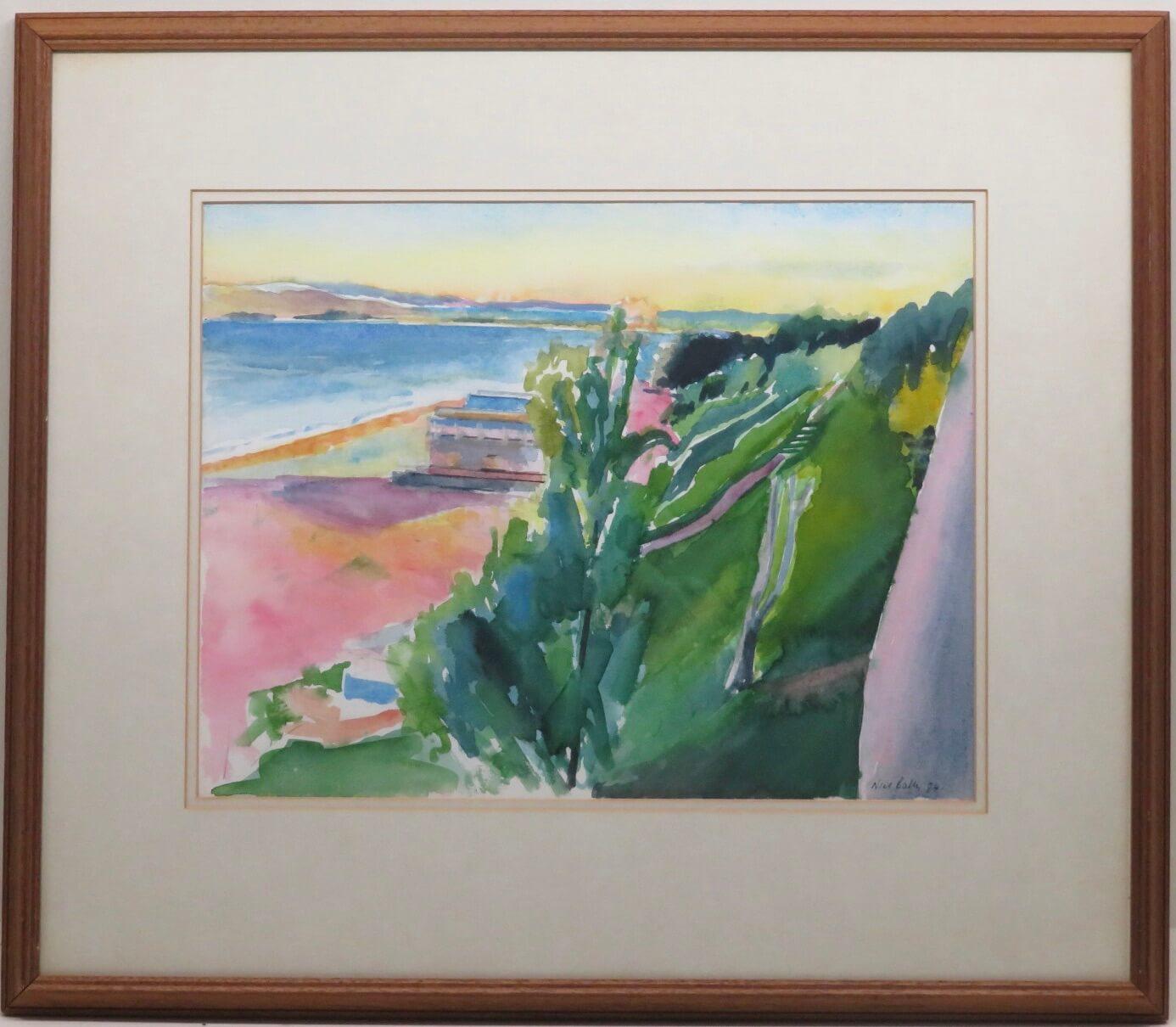 Niel Bally Landscape Painting - Original Colorful Spanish 20thCentury impressionist Watercolour SANTANDER SPAIN