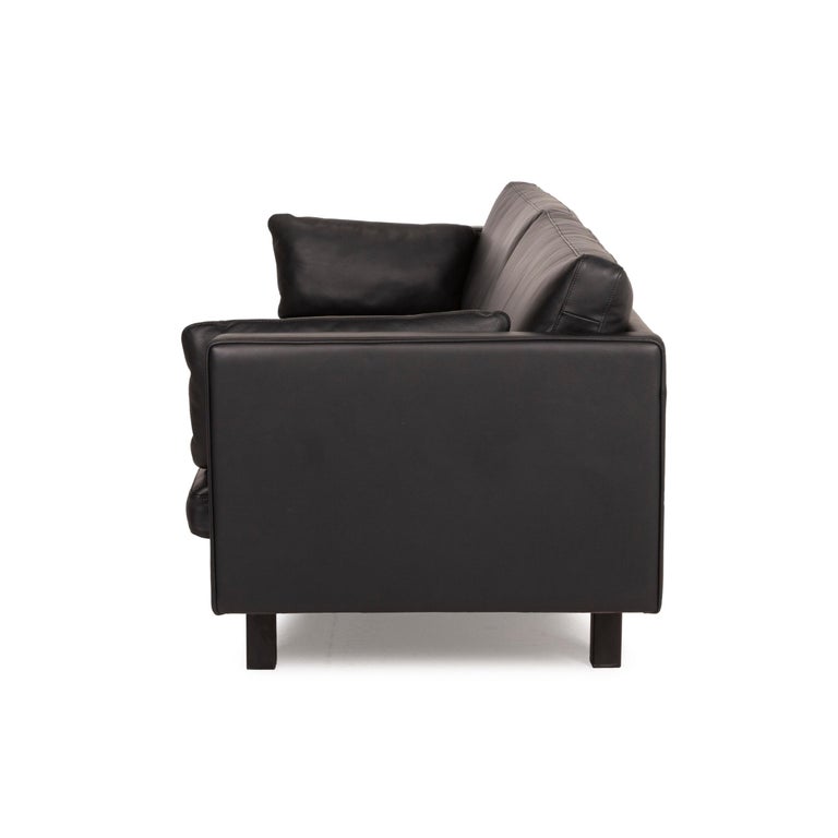 Nielaus Handy Leather Sofa Black Three-Seater at 1stDibs