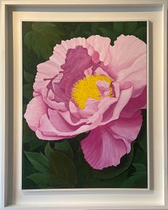 "Phoenix Purple" Contemporary Realistic Detailed Pink And Yellow Rose Portrait (Portrait réaliste de roses et de jaunes)