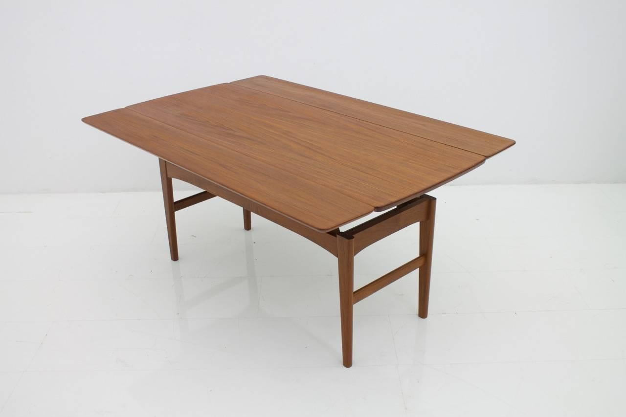 Danish Niels Bach Adjustable Coffee or Dining Table in Teak by Randers, 1960s