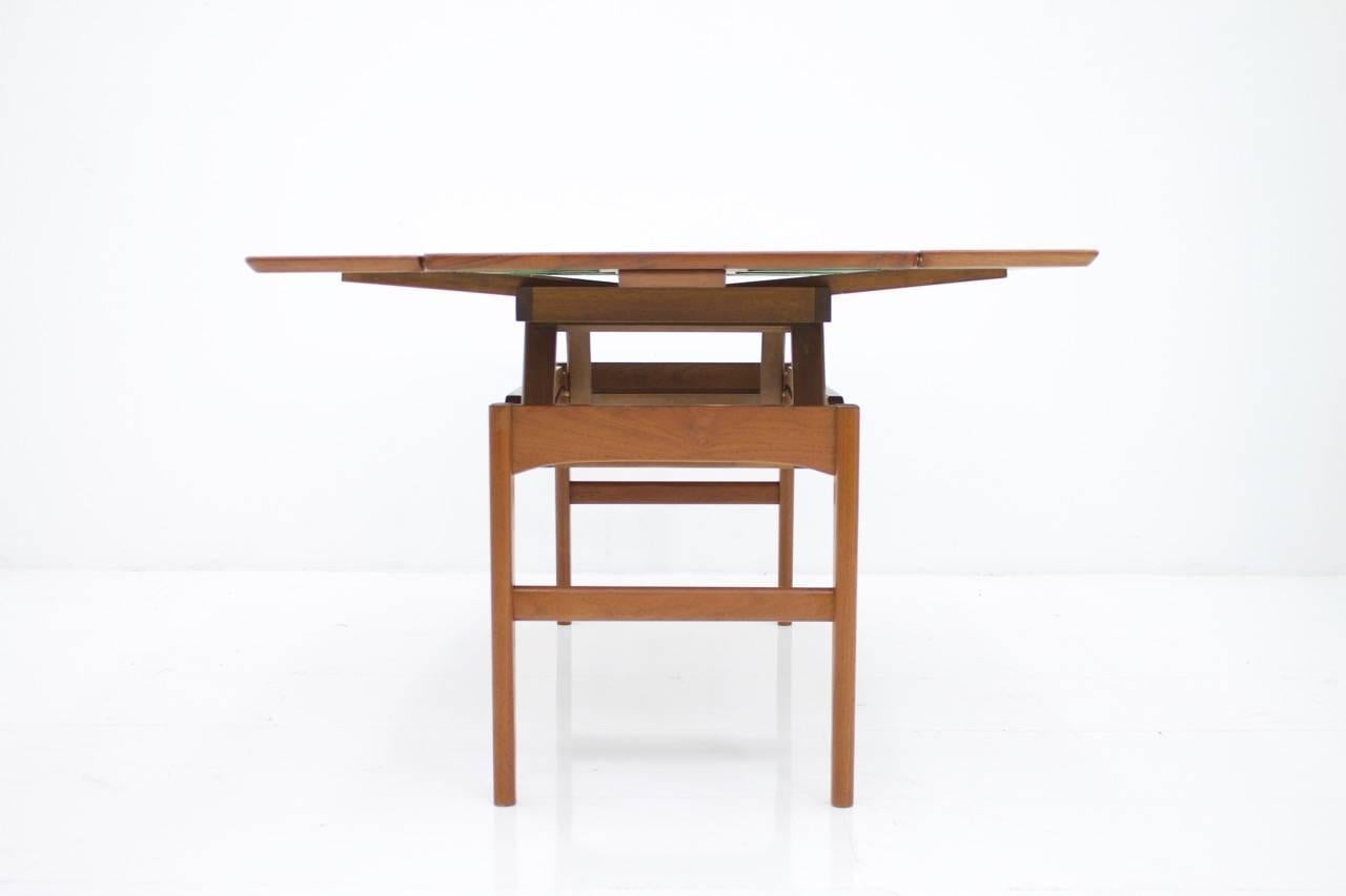 Table basse ou table �à manger réglable Niels Bach en teck de Randers:: années 1960 1
