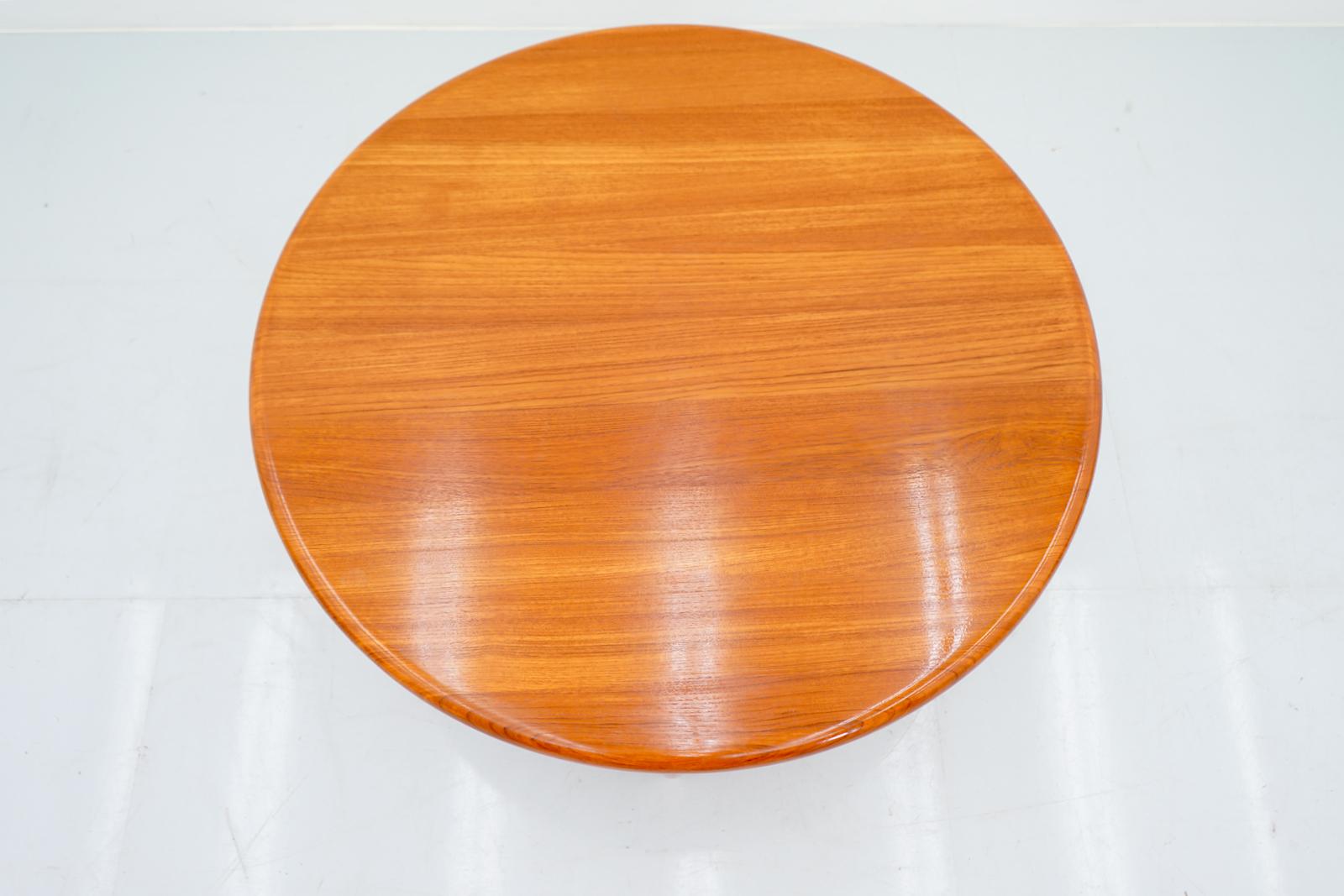 Danish Niels Bach Round Teak Coffee Table Denmark 1970s