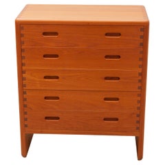 Niels Bach Solid Teak Danish Modern Chest Commode, Chest of Five Drawers