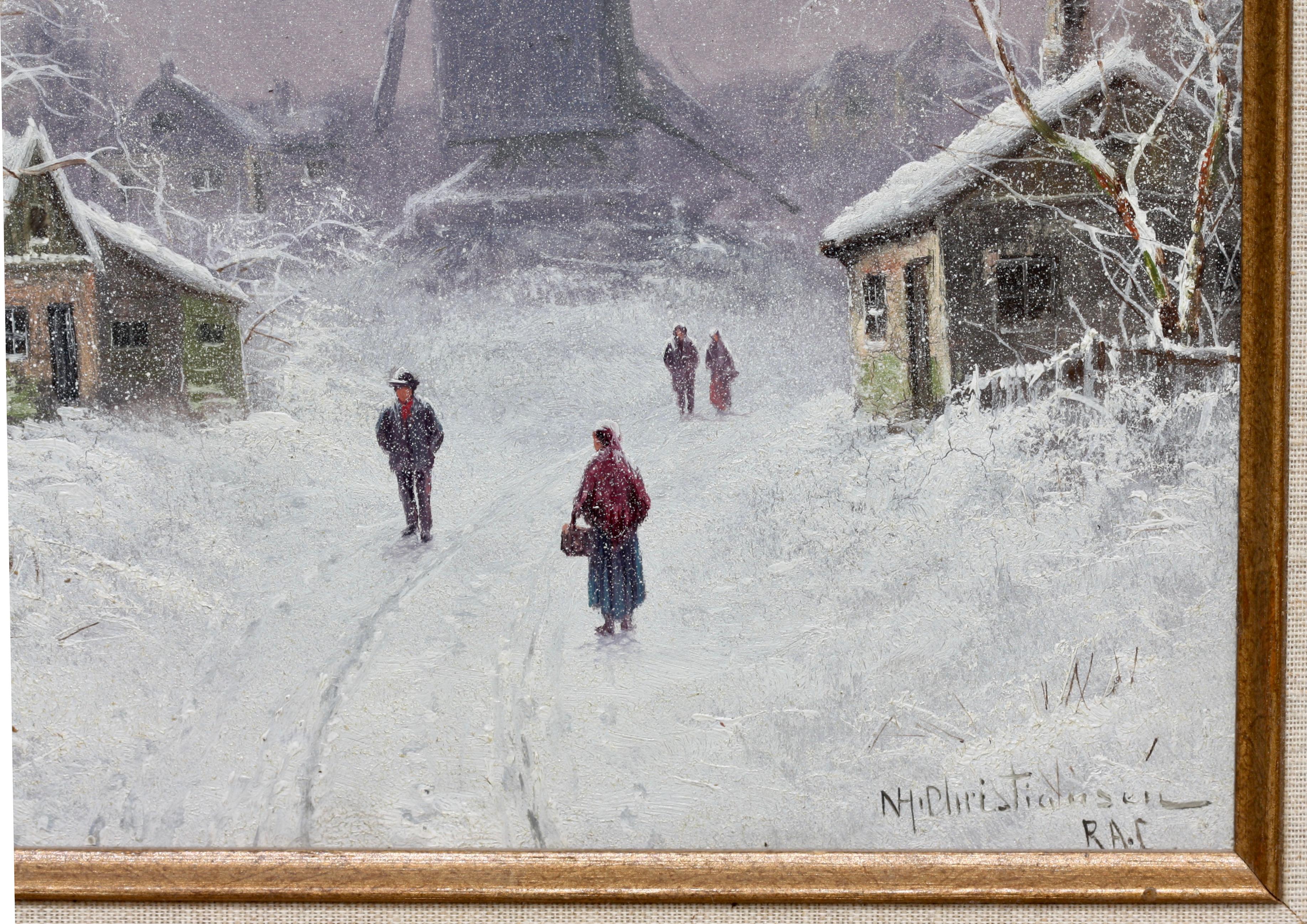 Niels Christensen: „Wintertag“, Öl auf Karton (Farbe) im Angebot