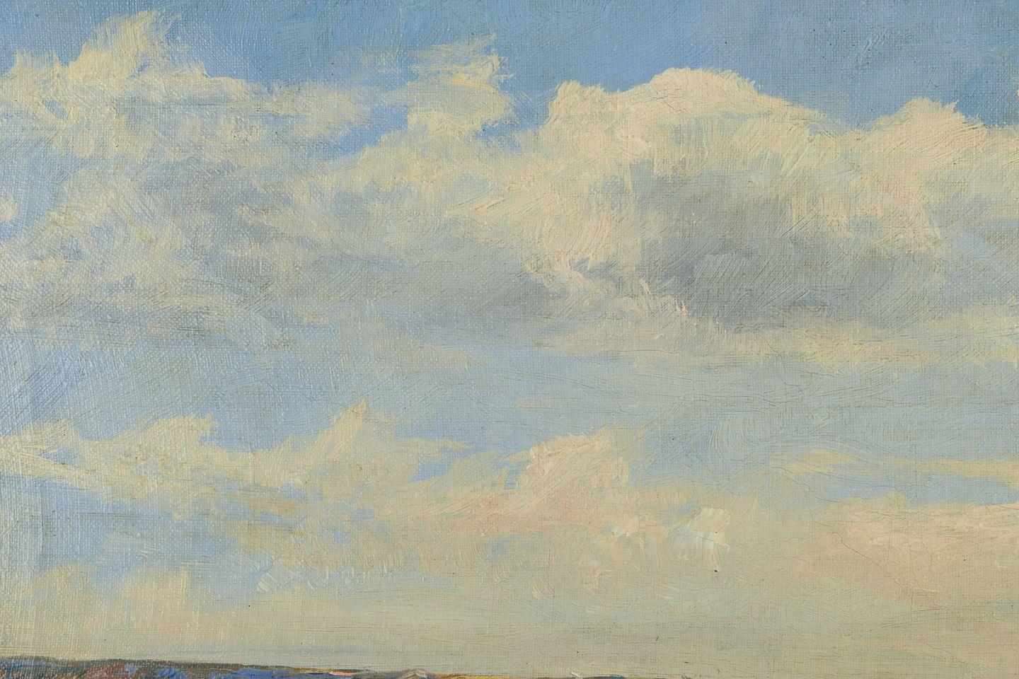 Niels Christiansen. Öl auf Leinwand. Landschaft mit Pferden und Gänsen im Angebot 2