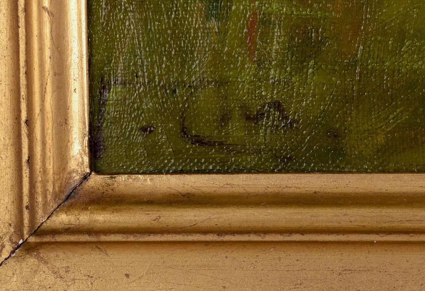 Niels Christiansen. Öl auf Leinwand. Landschaft mit Pferden und Gänsen im Angebot 3