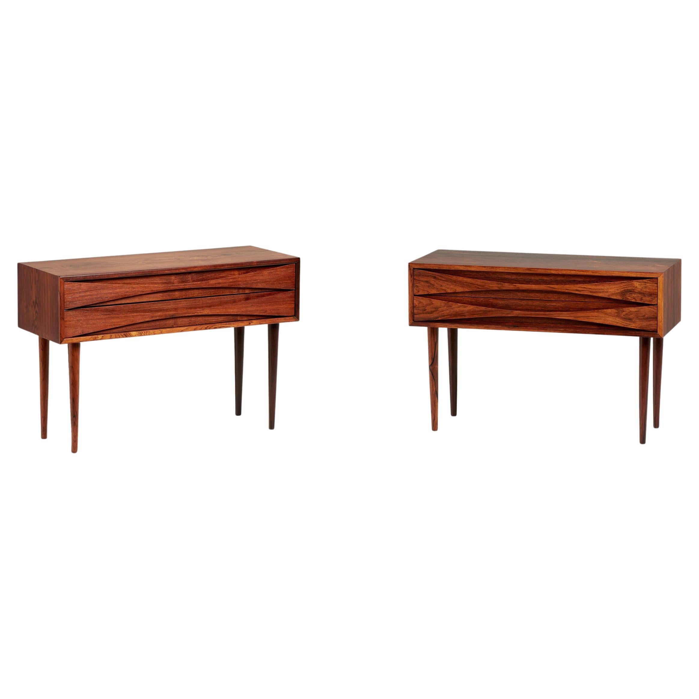 Niels Clausen Pair of Wide Rosewood Bedside Chests,  circa 1960 For Sale