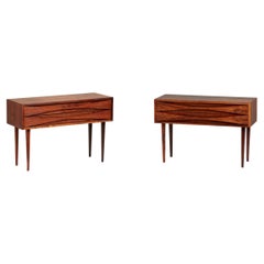 Retro Niels Clausen Pair of Wide Rosewood Bedside Chests,  circa 1960