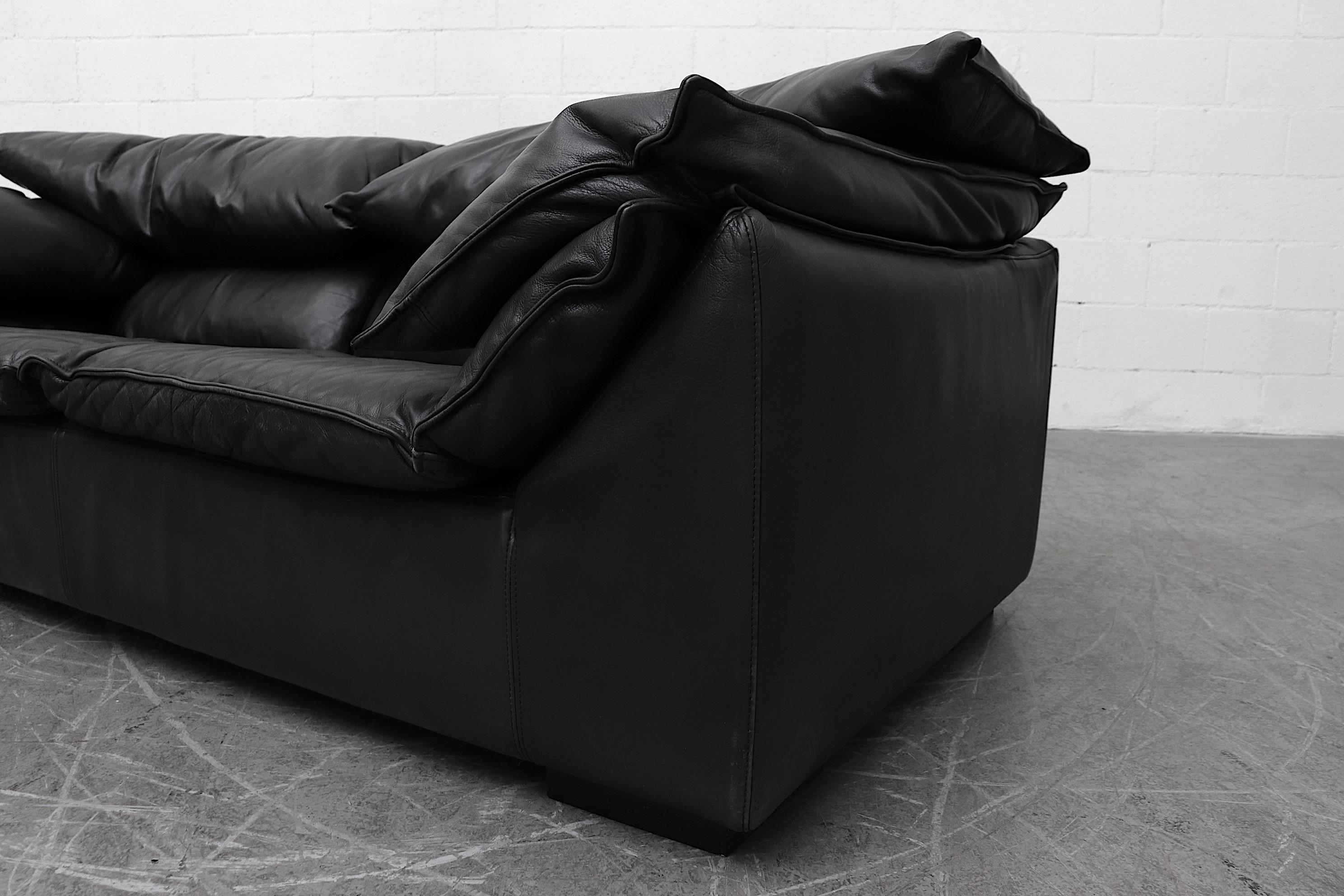 Danish Niels Eilersen Black Leather 'Monza' Sofa