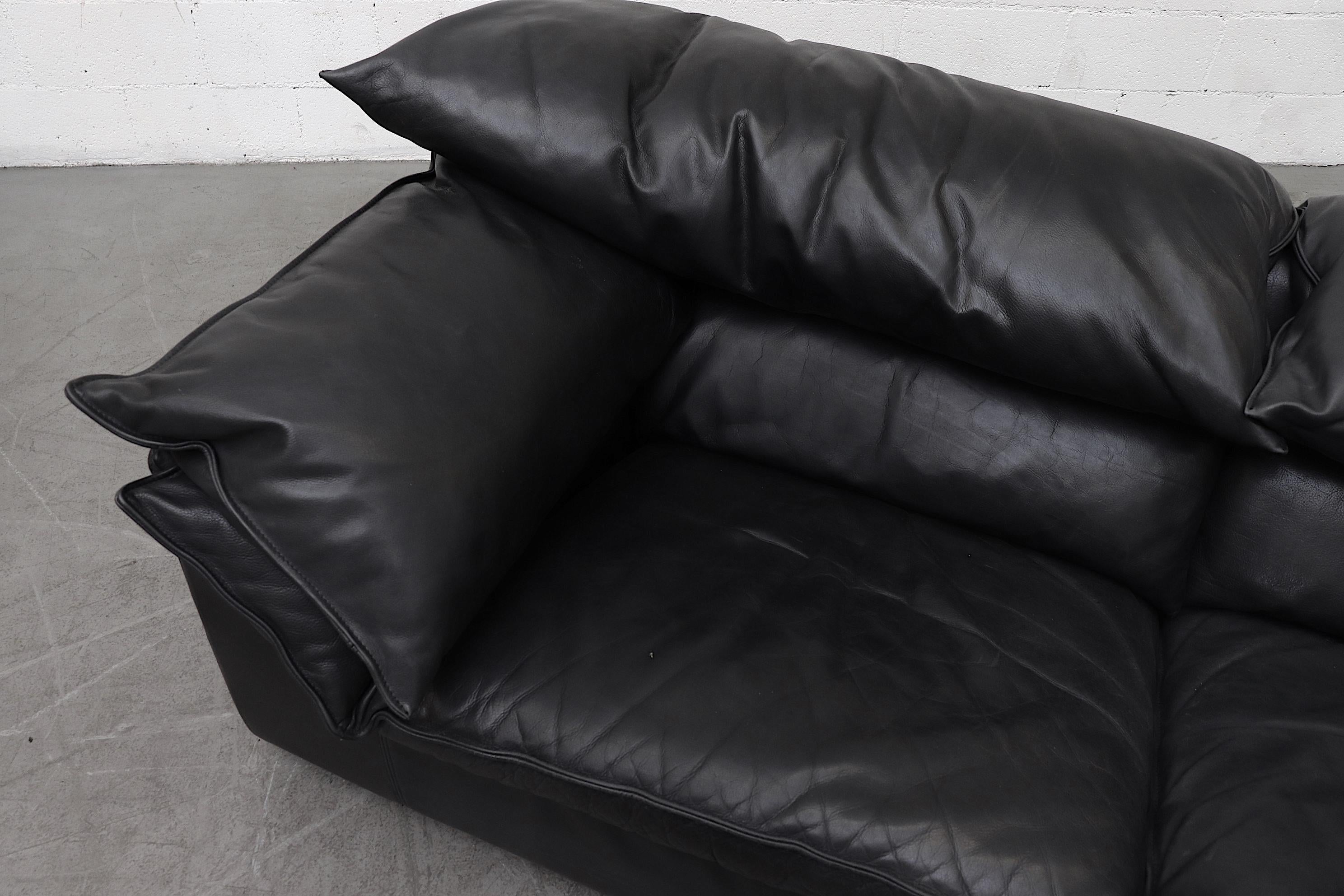 Niels Eilersen Black Leather 'Monza' Sofa In Good Condition In Los Angeles, CA