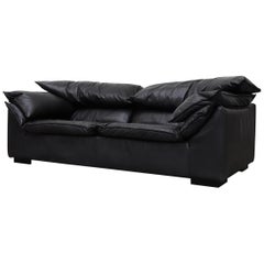 Vintage Niels Eilersen Black Leather 'Monza' Sofa