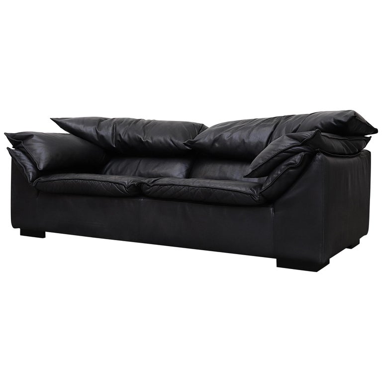 Niels Eilersen Black Leather 'Monza' Sofa For Sale at 1stDibs
