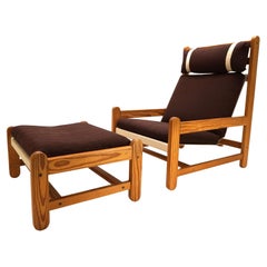 Chaise longue Niels Eilersen avec pouf de Peter Ole Schionning, 1970