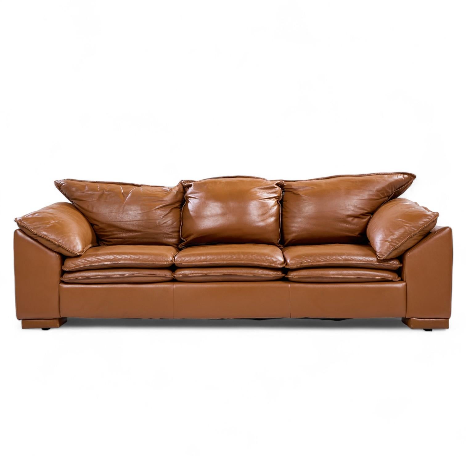 Niels Eilersen Monza Mid Century Danish Leather Three-Seat Sofa

This sofa measures: 93.5 wide x 41 deep x 33.5 inches high, with a seat height of 17 and arm height of 26.5 inches

Excellent Vintage Condition

We take our photos in a controlled