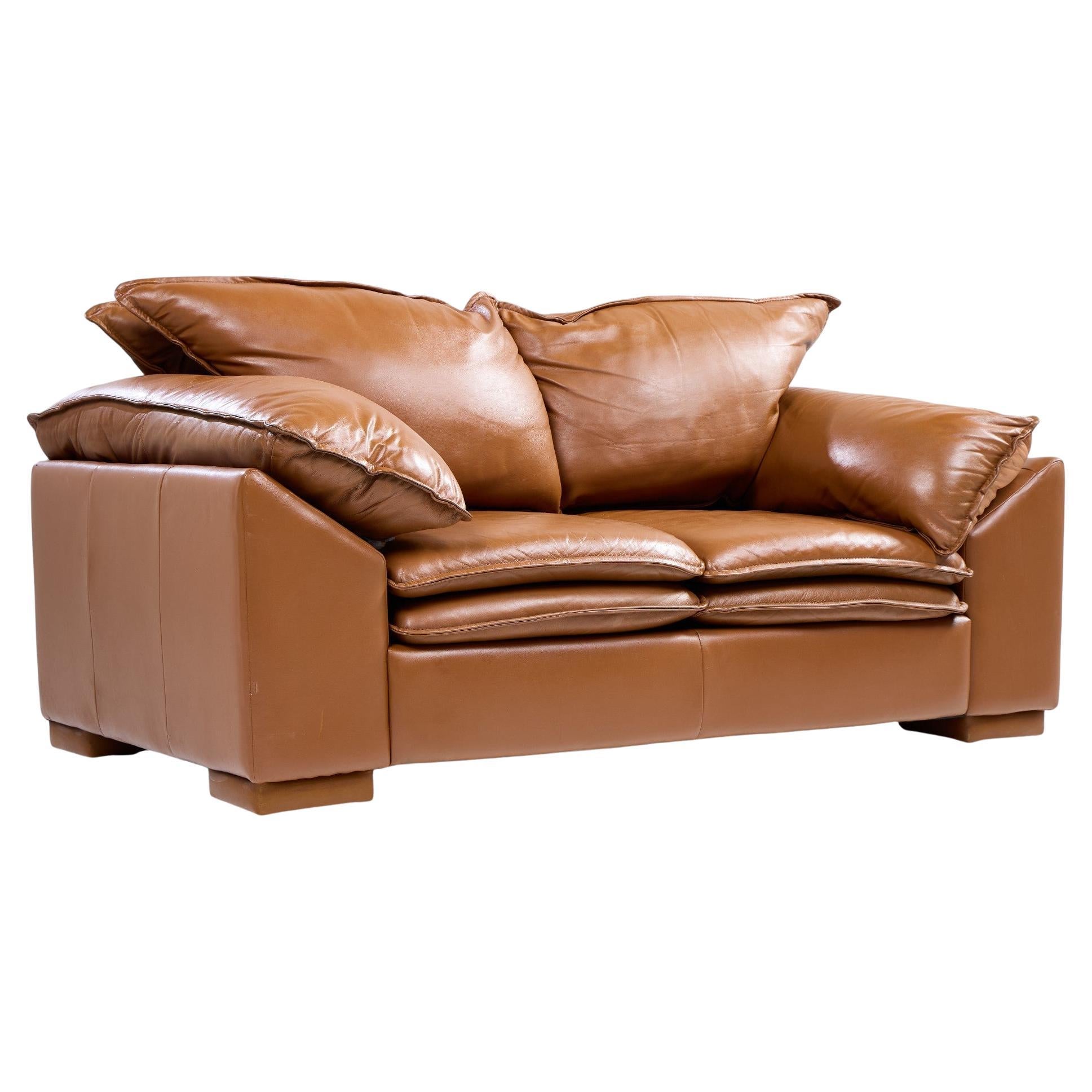 Niels Eilersen Monza Mid Century Danish Leather Two-Seat Loveseat Sofa