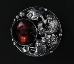 Niels Erik From Danish Modernist Brooch Sterling Silver and Amber