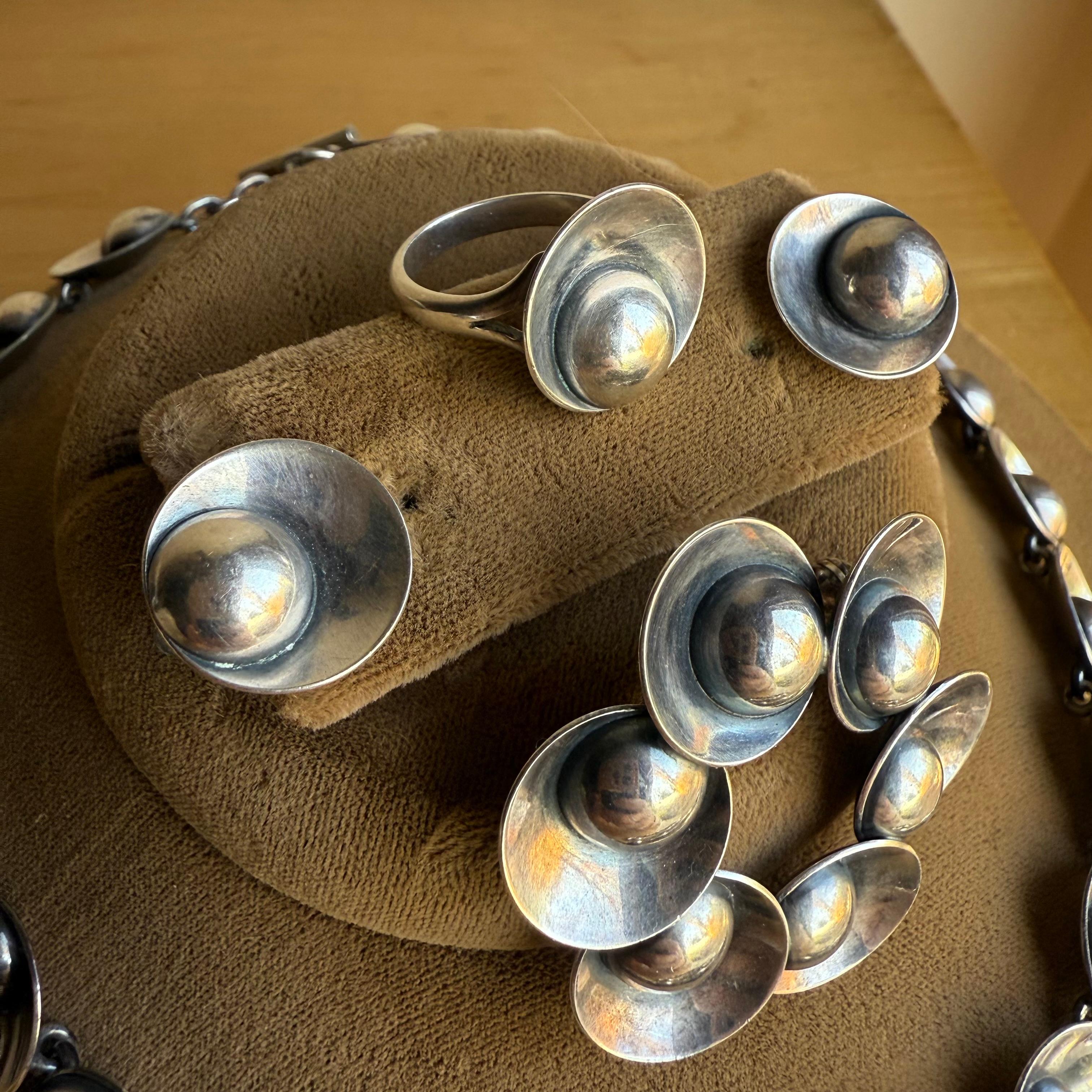 Niels Erik From, Denmark Modernist Sterling Parure Set For Sale 6