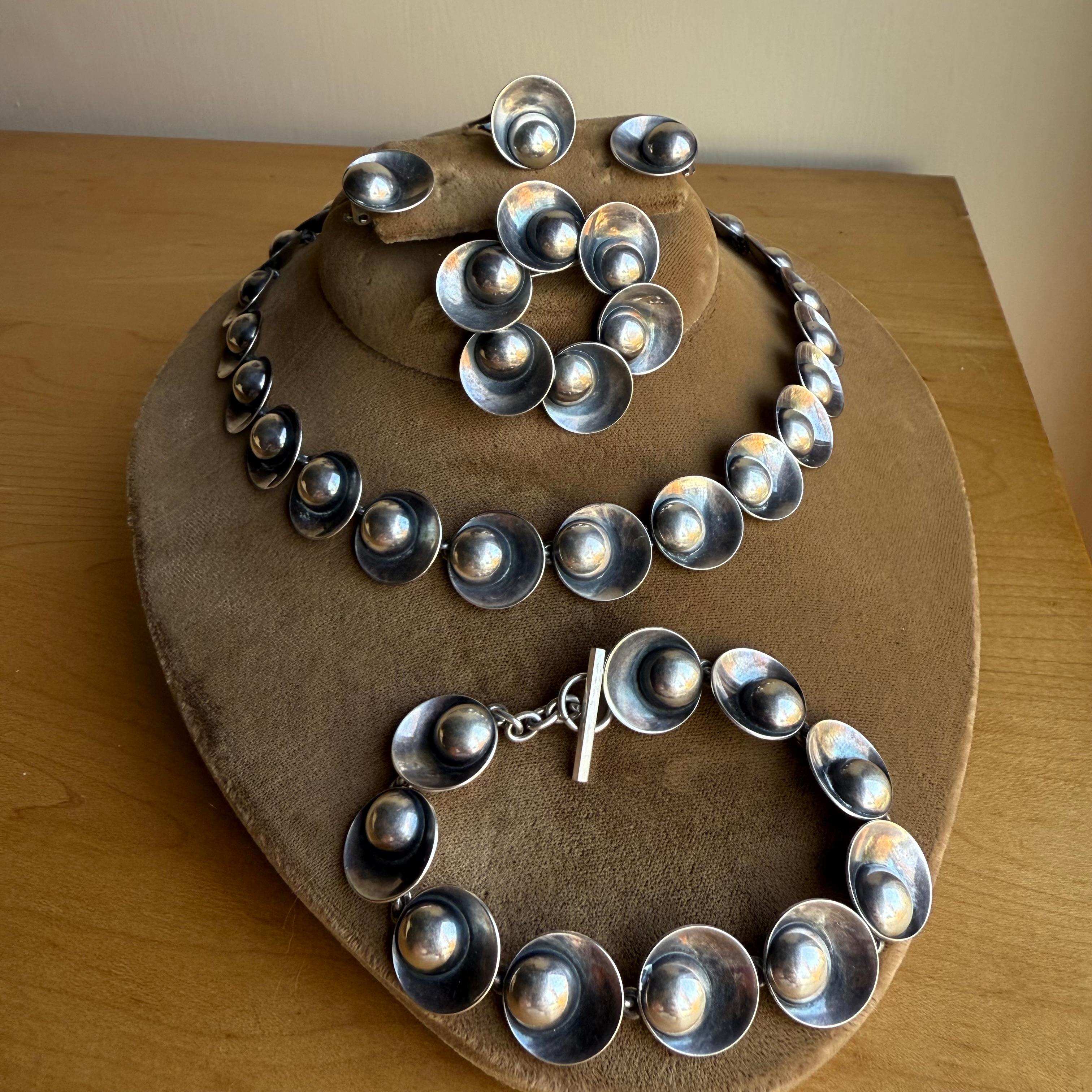 Niels Erik From, Denmark Modernist Sterling Parure Set For Sale 7