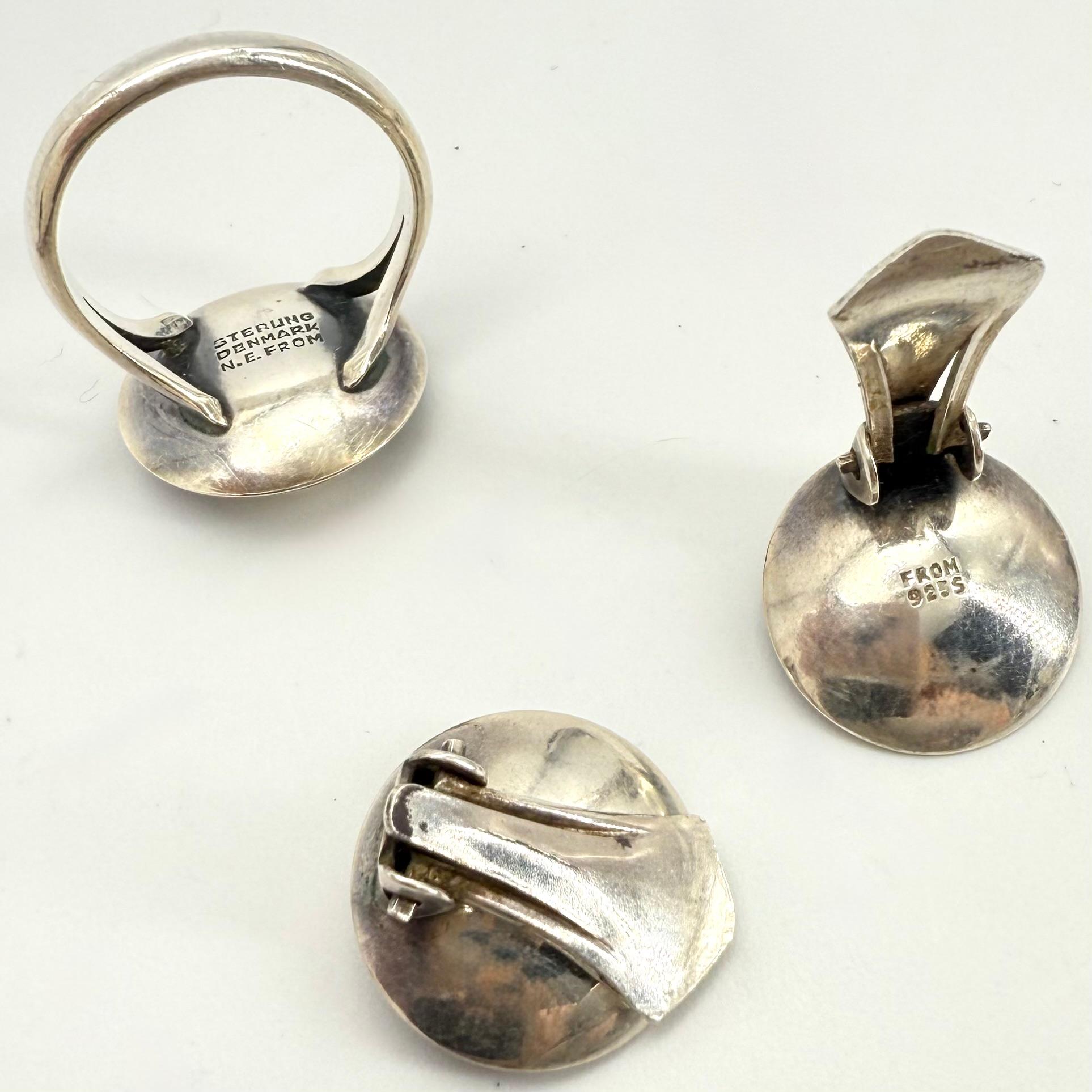 Niels Erik From, Denmark Modernist Sterling Parure Set For Sale 1