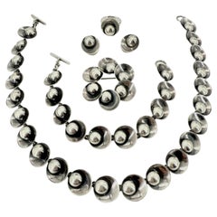 Niels Erik From, Denmark Modernist Sterling Parure Set Niels Erik From, Denmark Modernist Sterling Parure Set