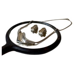 Collana e orecchini modernisti in argento di Niels Erik From, anni '70
