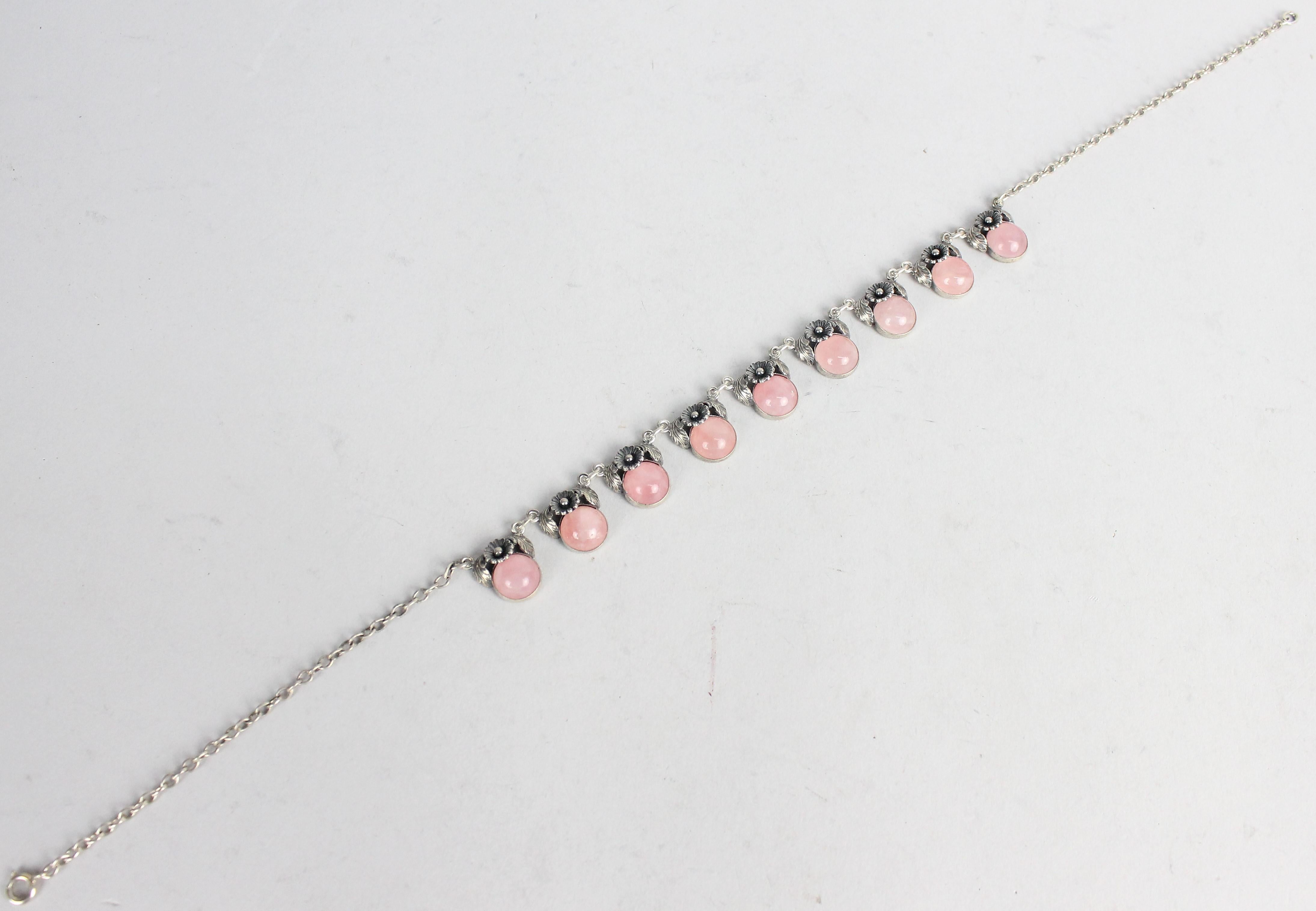 Niels Erik From, Scandinavian Modernist Necklace in Silver and Rose Quartz 2