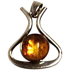 Niels Erik From Sterling Silver Pendant with Amber