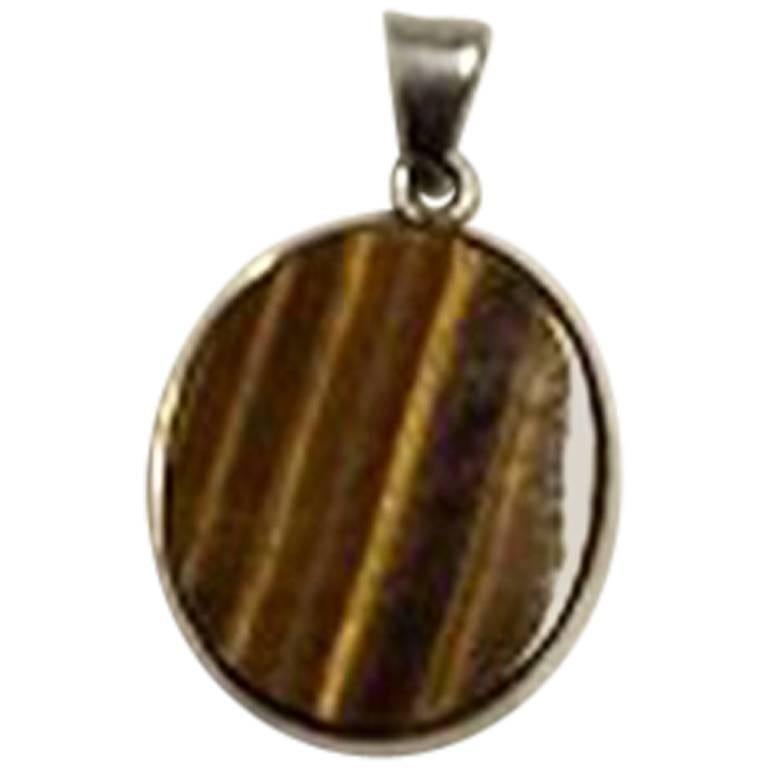 Niels Erik From Sterling Silver Pendant with Tiger's Eye For Sale