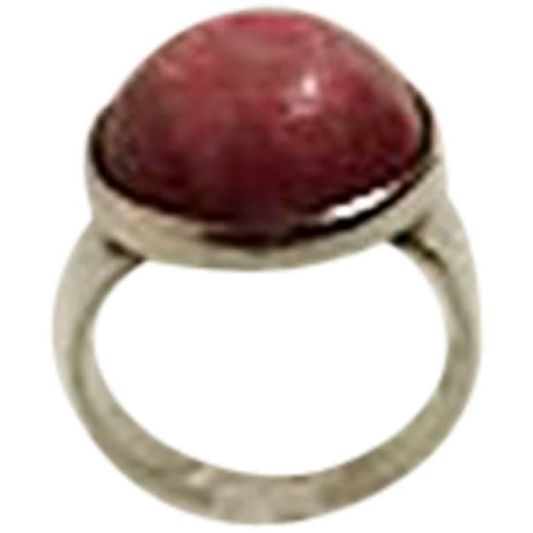 Niels Erik From Sterling Silver Ring with Rose Agate For Sale