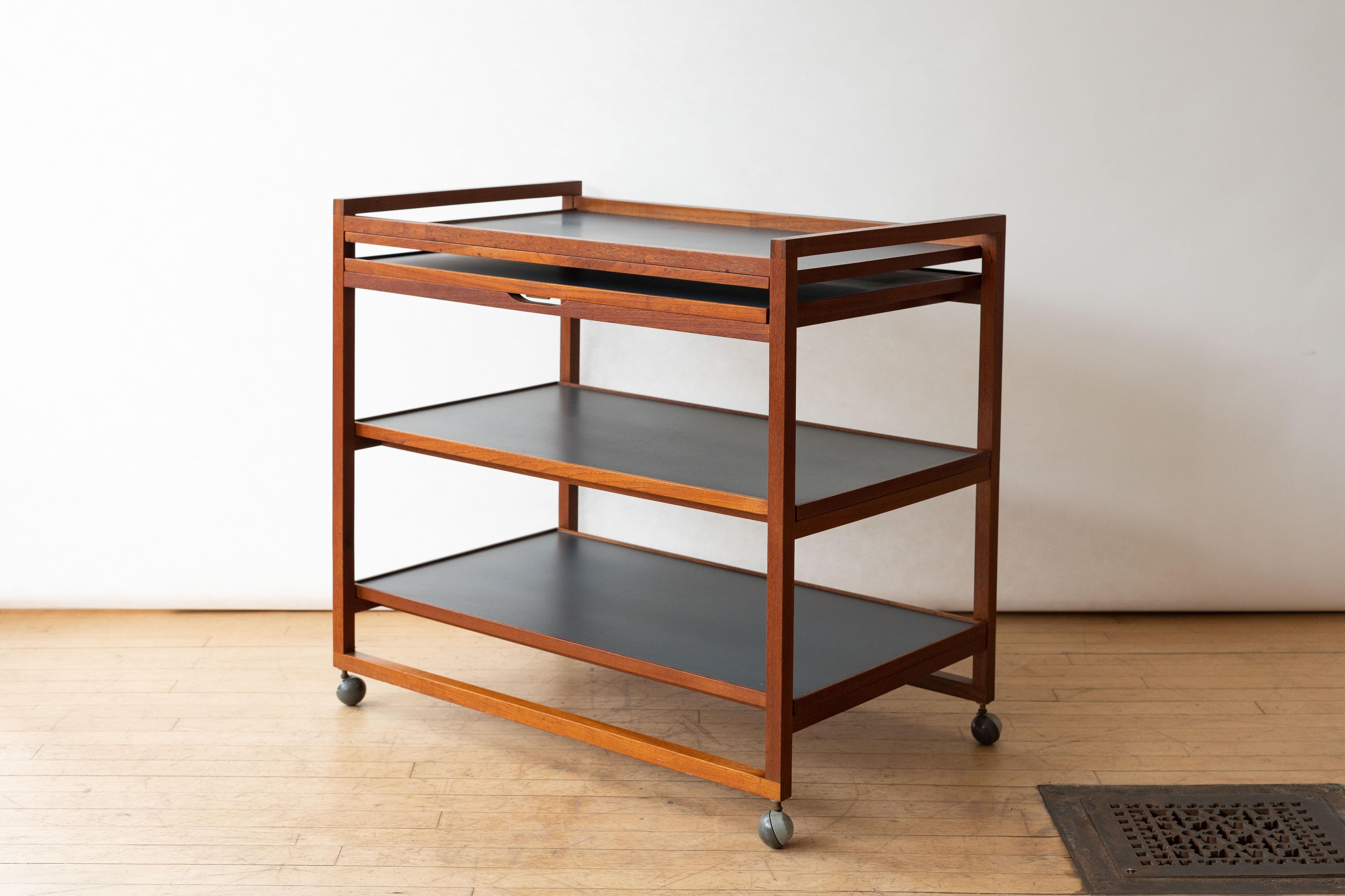 Mid-Century Modern Niels Erik Glasdam Jensen Teak Bar Cart For Sale