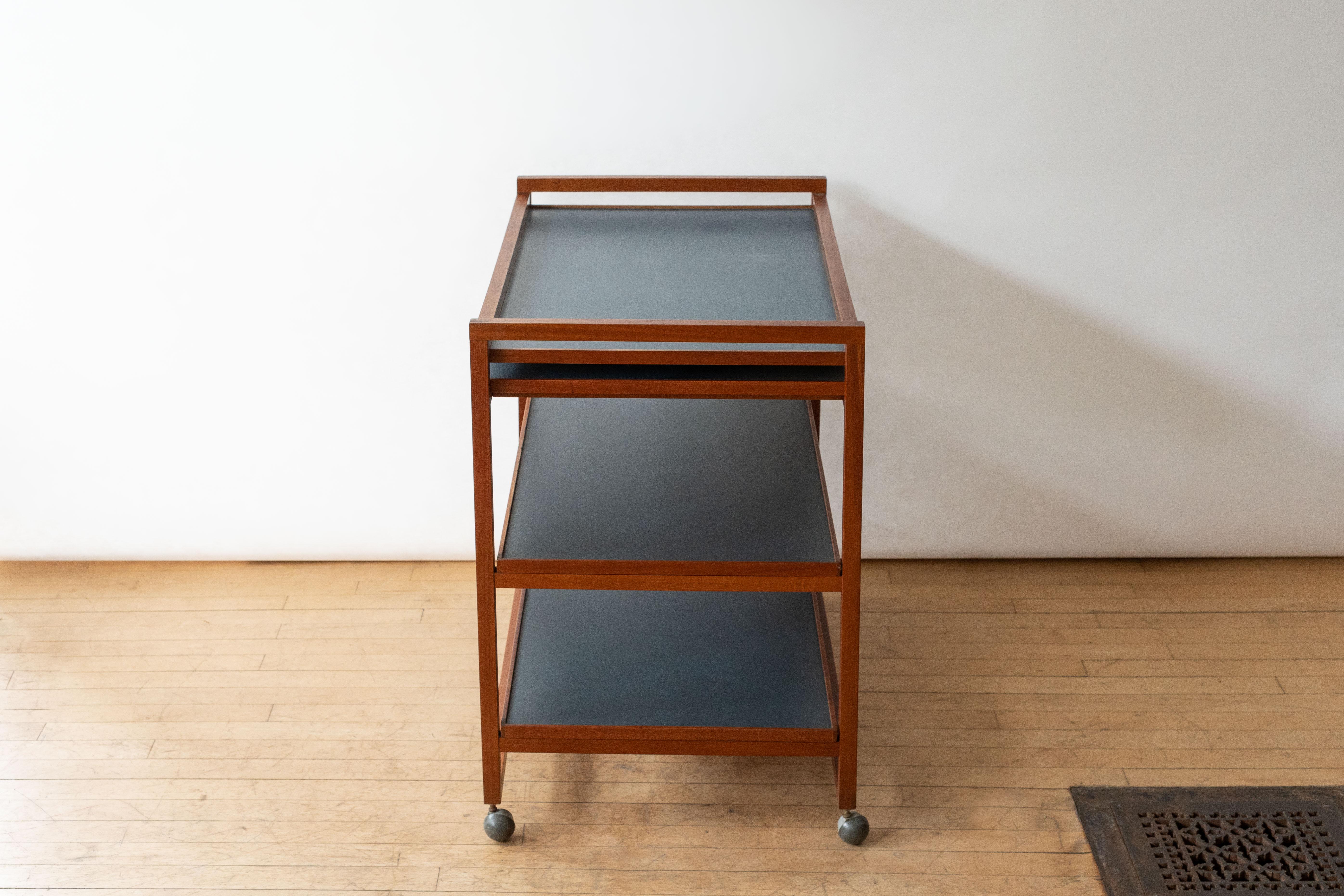 Niels Erik Glasdam Jensen Teak Bar Cart In Good Condition For Sale In Cambridge, US