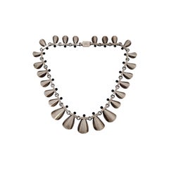 Niels Erik NE from Denmark Sterling Silver Modernist Leaf Floral Necklace