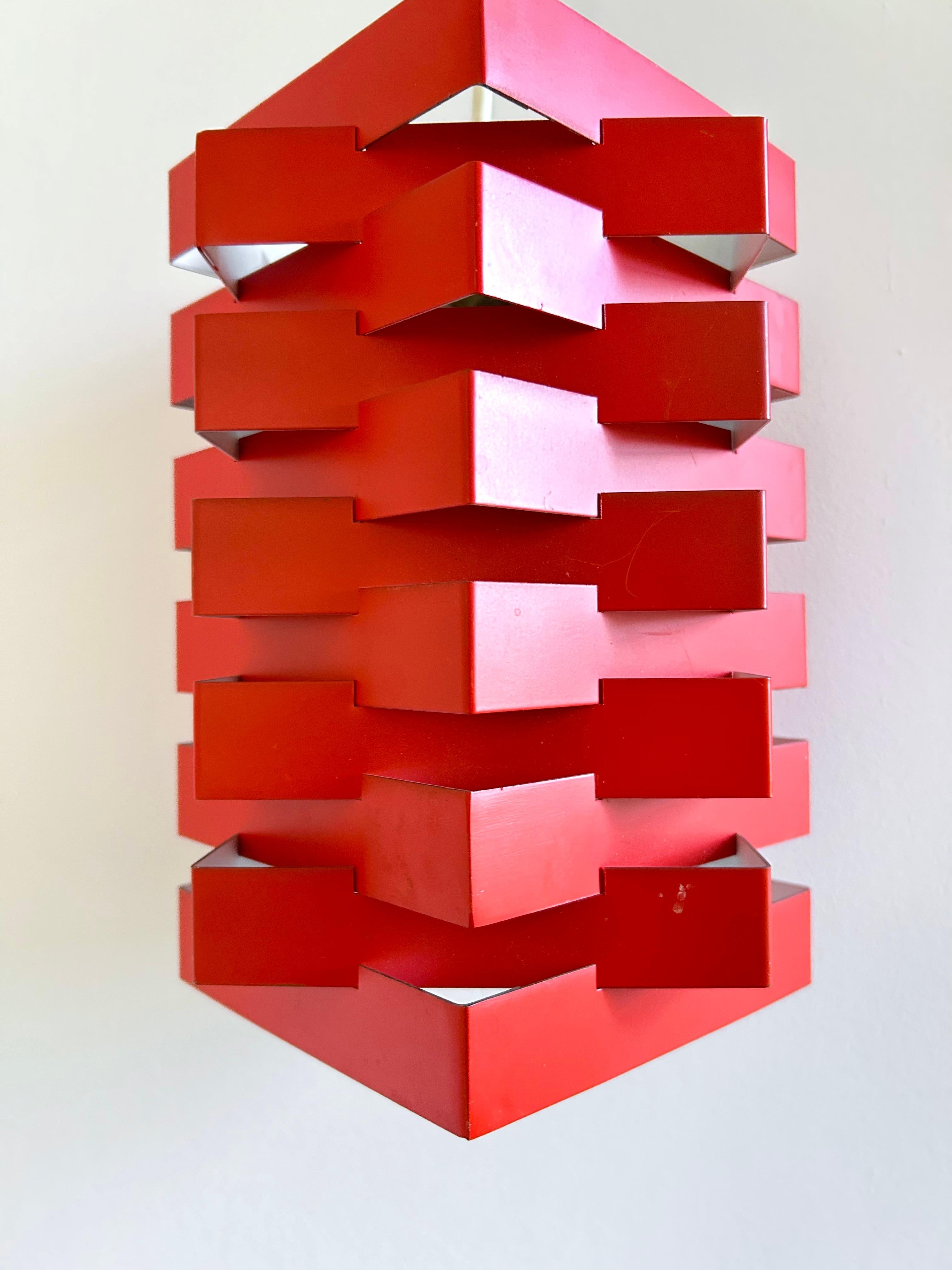 I.C.A. Jensen e Hans Jensen, Lampada a parete a sospensione geometrica rossa, Danimarca anni '60 in vendita 3