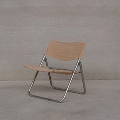 Niels Gammelgaard 'Cox' Folding Linen Mid-Century Chrome Lounge Chair