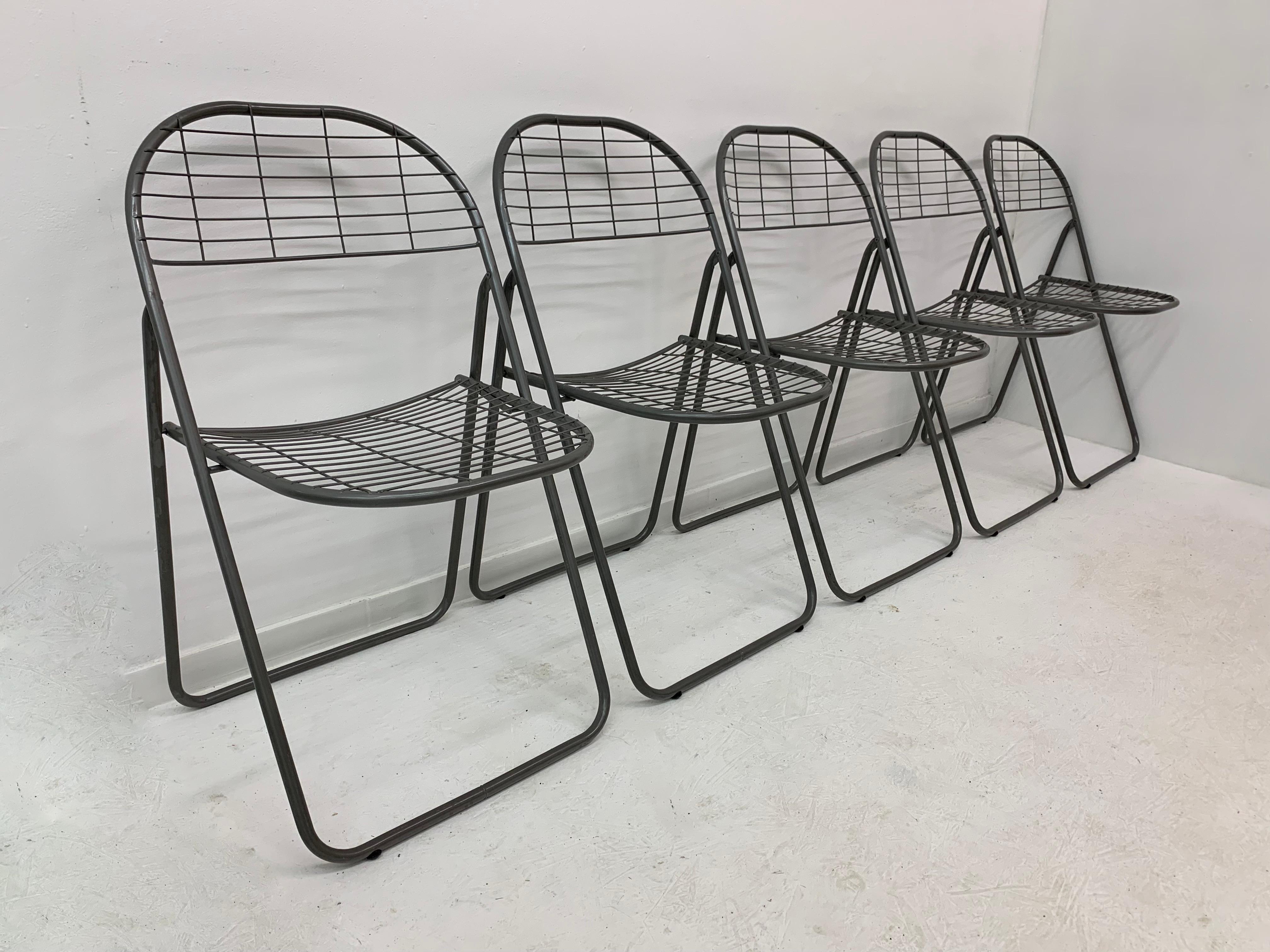 Metal Niels Gammelgaard for Ikea grey wire chair , 1970’s For Sale
