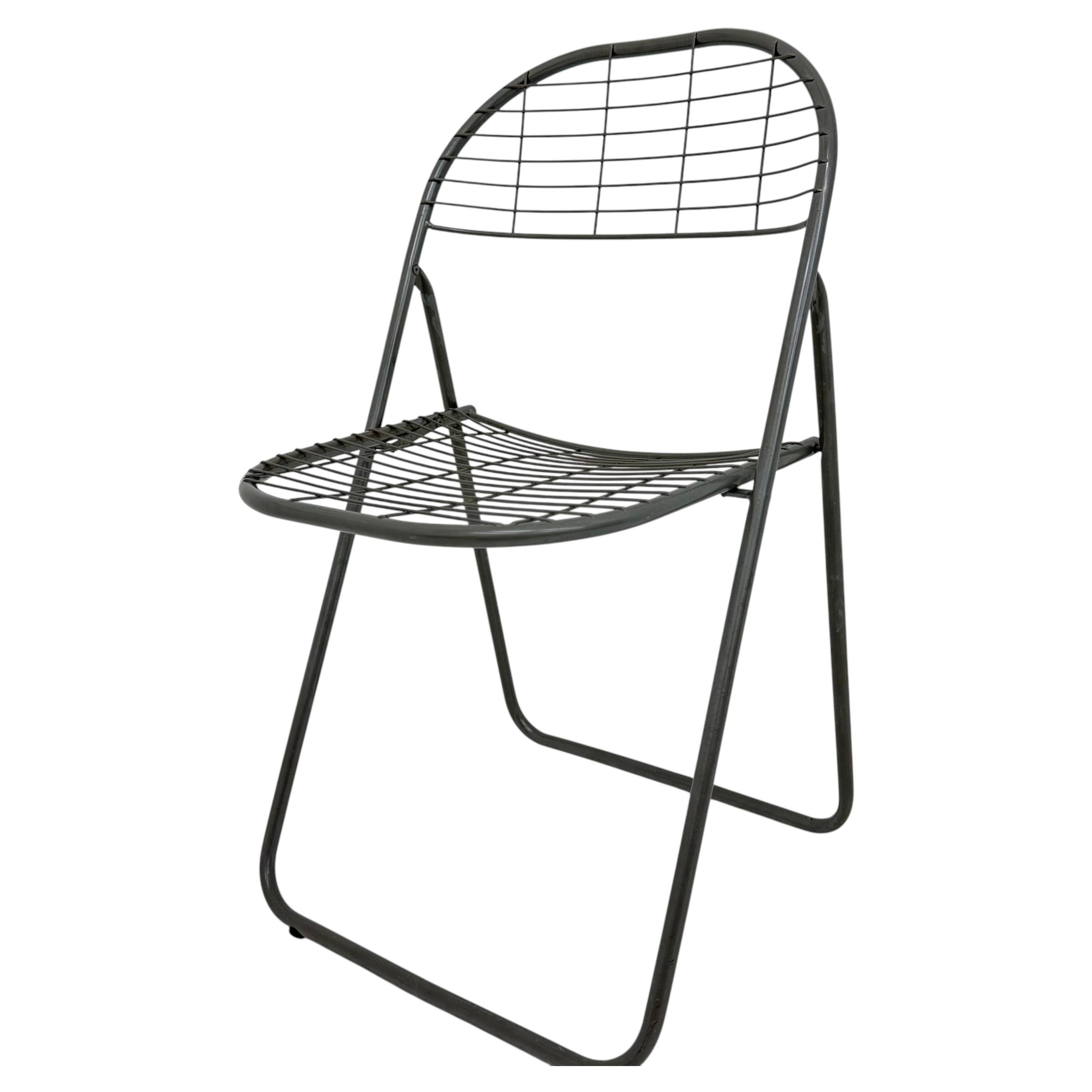 Niels Gammelgaard for Ikea grey wire metal folding chair , 1970s For Sale