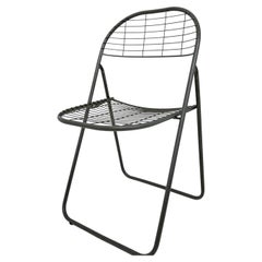 Niels Gammelgaard for Ikea grey wire metal folding chair , 1970s