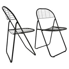 Niels Gammelgaard for Ikea grey wire metal folding chair , 1970s